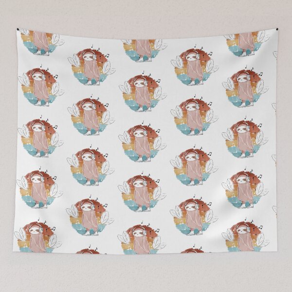 Item preview, Cute pink sloth listening to the music in headphones designed and sold by Aleksse.
