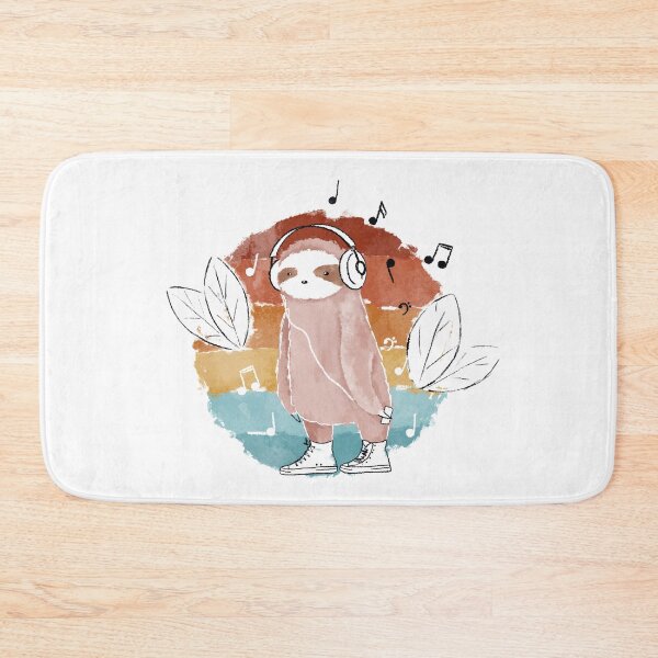 Item preview, Cute pink sloth listening to the music in headphones designed and sold by Aleksse.