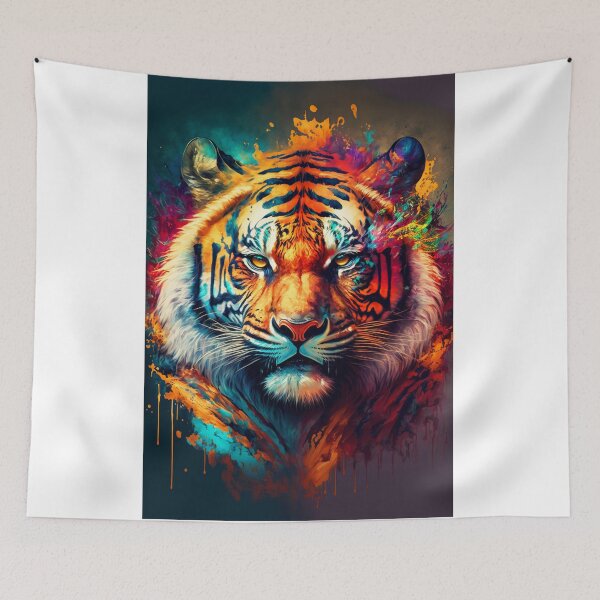 Item preview, Tiger paint splatter painting graffiti designed and sold by LifezArt.