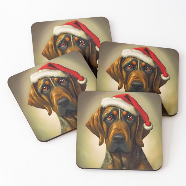 Item preview, Christmas Bloodhound Wearing A Santa Hat designed and sold by ZenEverAI.