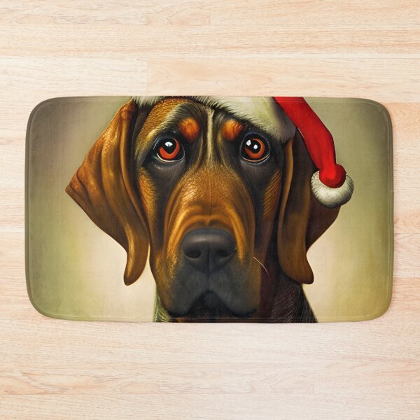 Item preview, Christmas Bloodhound Wearing A Santa Hat designed and sold by ZenEverAI.
