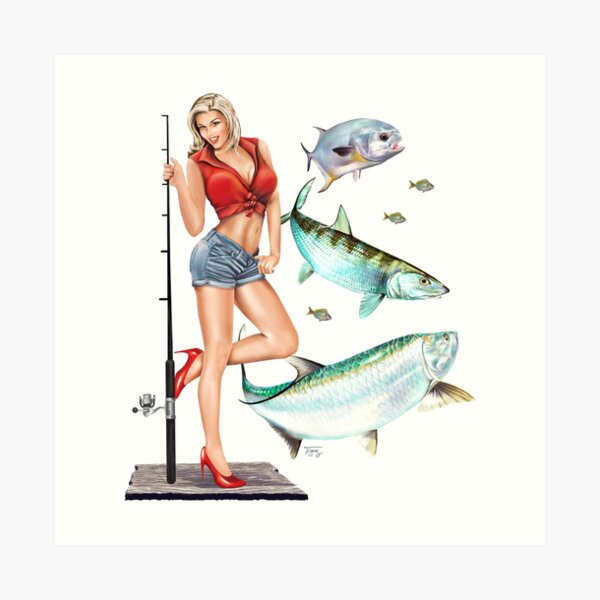 Bluefin Tuna Rider Fishing PinUp Girl Art Board Print for Sale by Mary  Tracy
