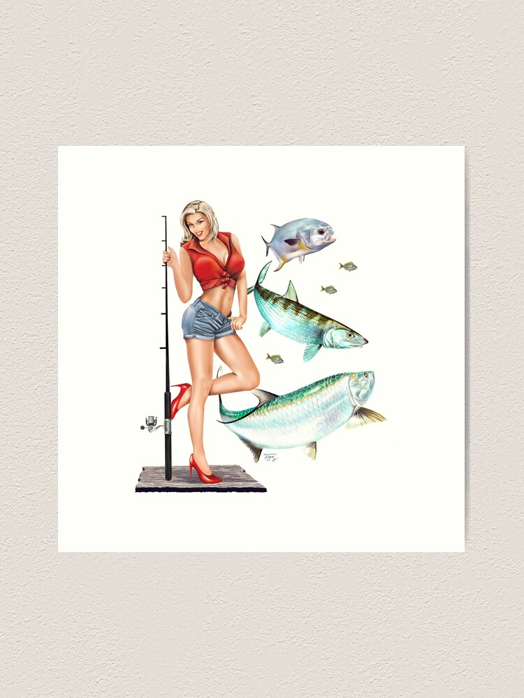 Fishing Pinup Girl - Tarpon-Permit-Bonefish Art Print for Sale by Mary  Tracy