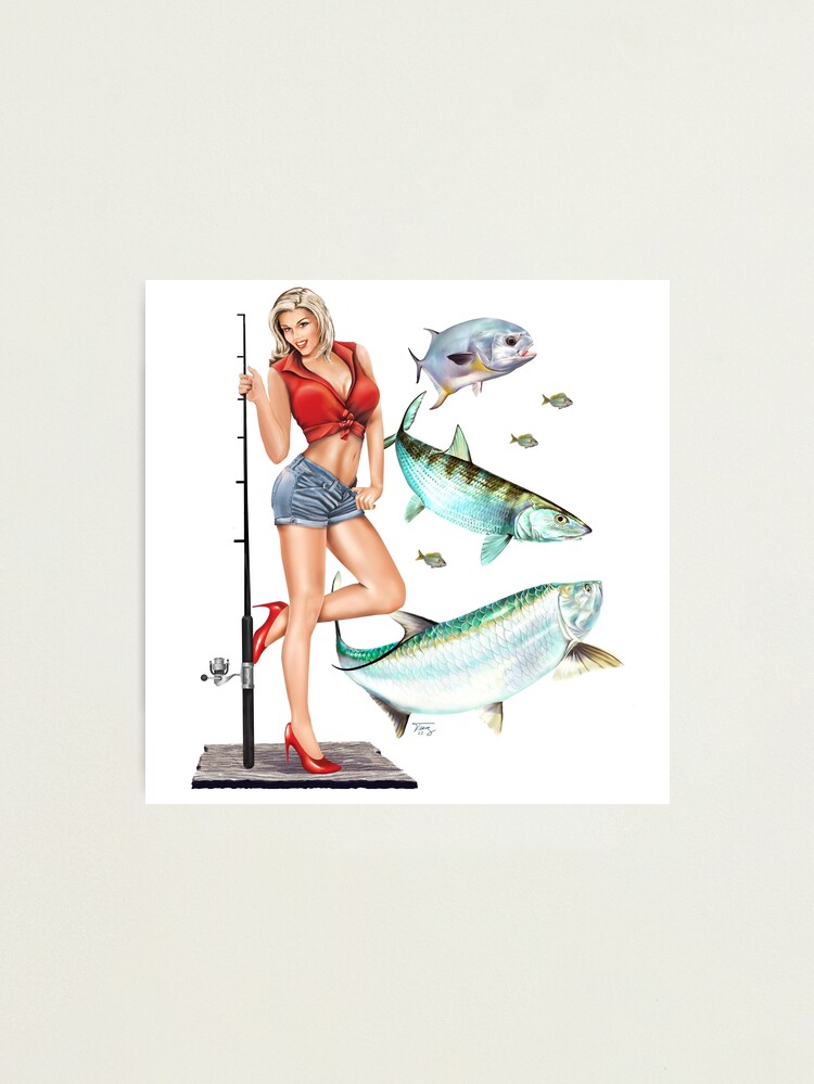 Bluefin Tuna Rider Fishing PinUp Girl | Art Board Print
