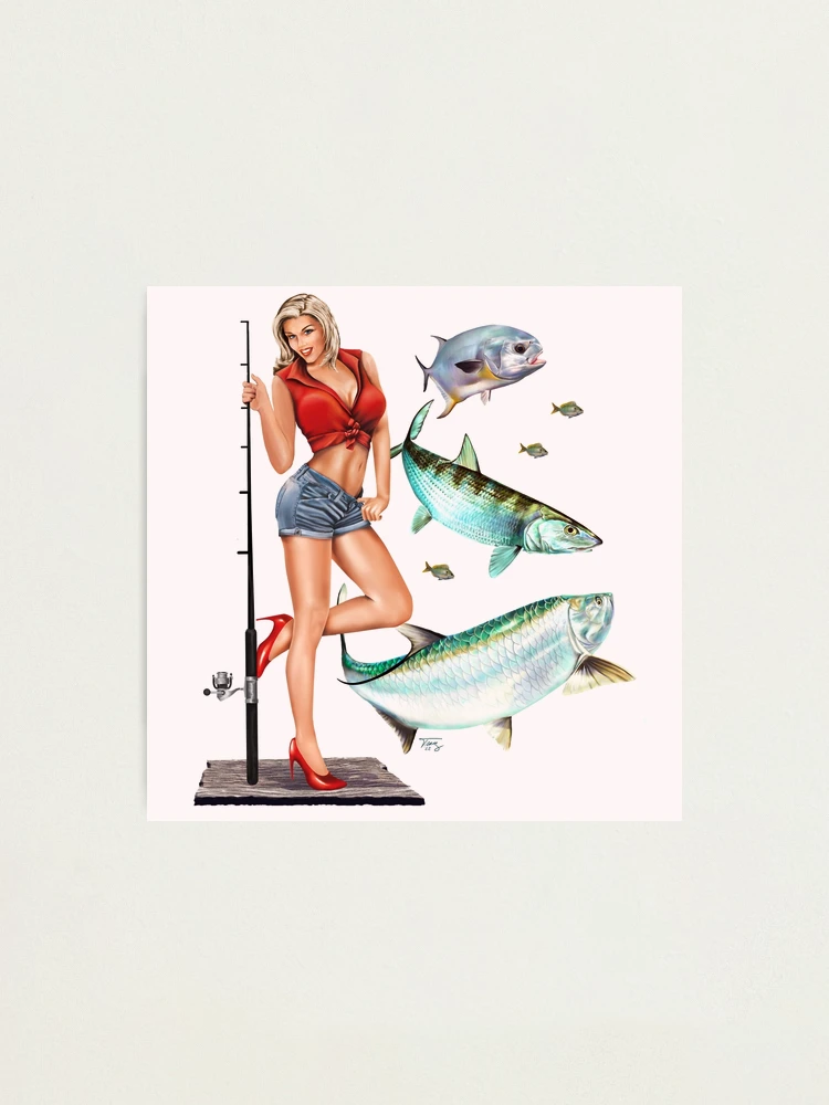 Fishing Pinup Girl - Tarpon-Permit-Bonefish Photographic Print