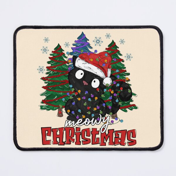 Item preview, Black Santa Cat Tangled Up in Lights Christmas Santa-Meowy Christmas designed and sold by Mala Rock ⭐⭐⭐⭐⭐.