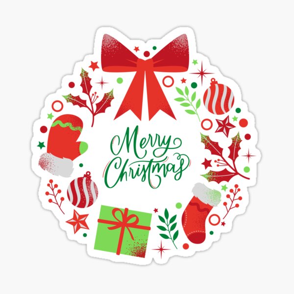 Merry Christmas Wreath Sticker For Sale By Ludu Creates Designs Redbubble 2259