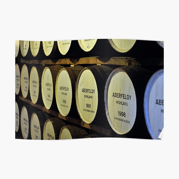 Whisky barrels at a distillery in the highlands of Scotland Poster