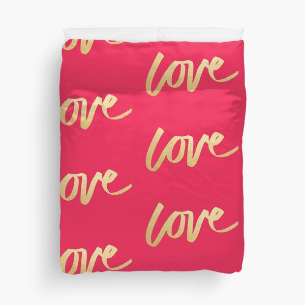 Love Gold Pink Duvet Cover