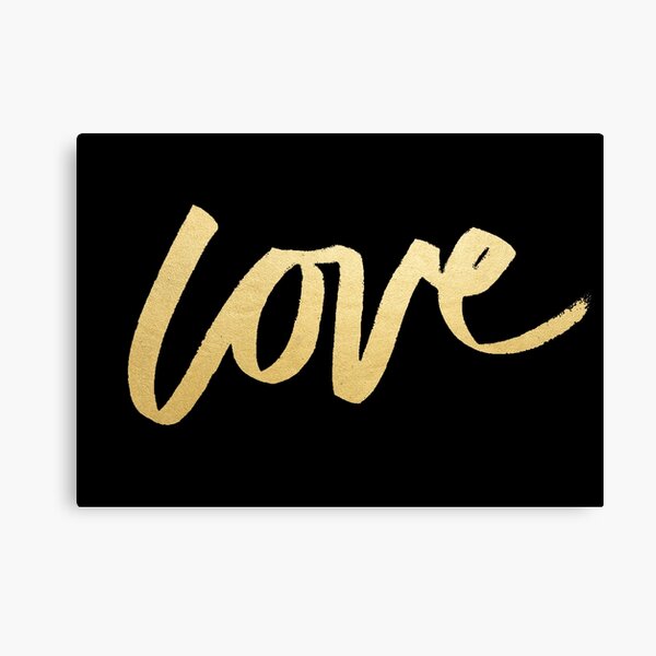 Love Gold Black Typography Canvas Print