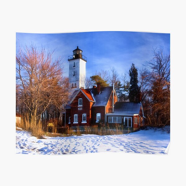 Winter at Presque Isle Lighthouse - Erie, PA Poster