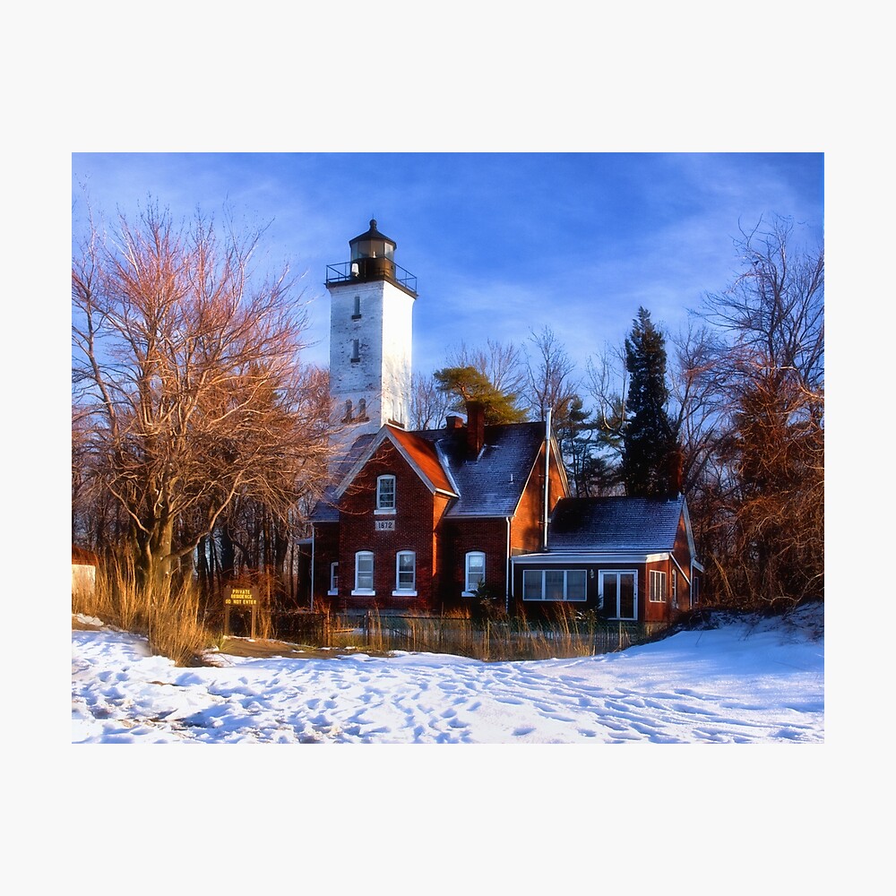 "Winter at Presque Isle Lighthouse - Erie, PA" Photographic Print by