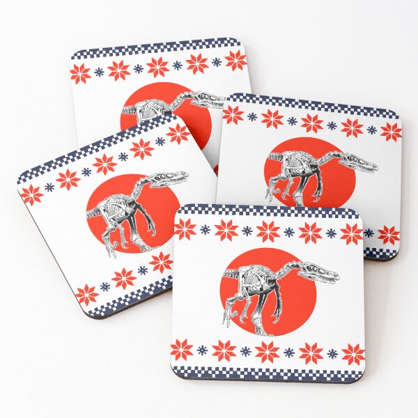 Item preview, Velociraptor skeletal Christmas red designed and sold by Paleo-parallax.