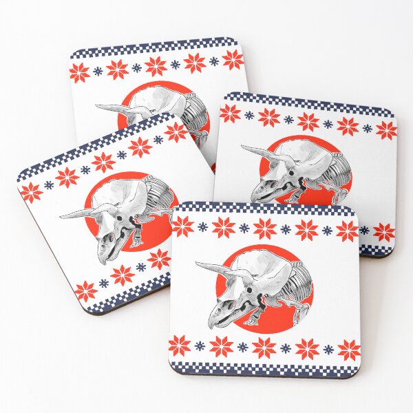 Item preview, Triceratops skeletal Christmas red designed and sold by Paleo-parallax.