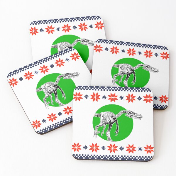 Item preview, Velociraptor skeletal Christmas green designed and sold by Paleo-parallax.