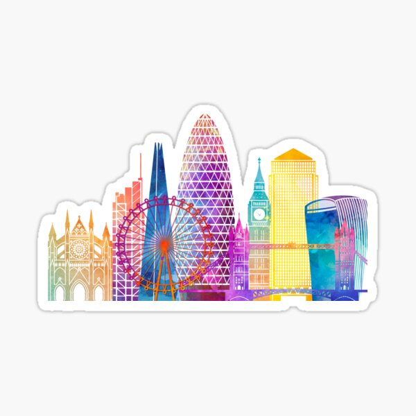 London landmarks watercolor poster Sticker