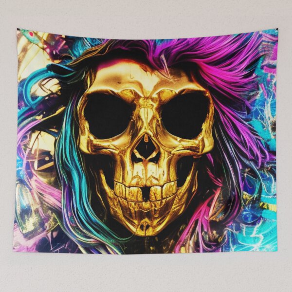 Item preview, Gold Skull Long Hair designed and sold by PopOptikal.