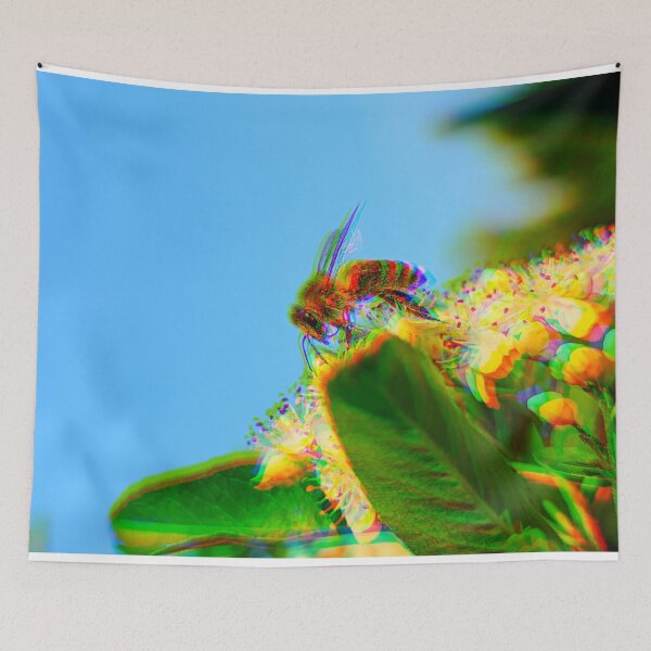 Item preview, Psychedelic Bee on White Flowers  designed and sold by Stonio.