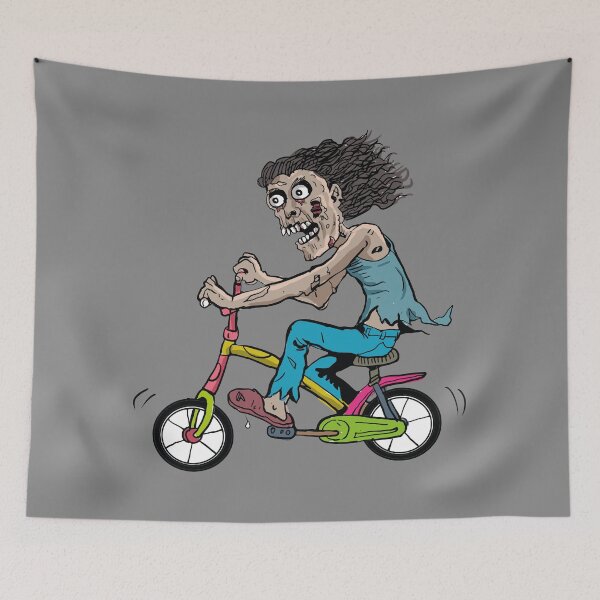 Item preview, zombie riding bicycle designed and sold by snowgirlshop.