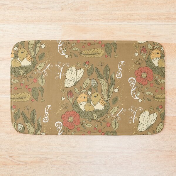Item preview, Beige Pastel Birds & Butterflies Color Illustration Design designed and sold by EarthArtDesigns.