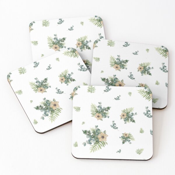 Item preview, Anemone leaves bouquet a watercolor cute pattern designed and sold by Yana Mustafina | Boho Soulful Designs.