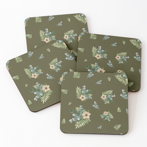 Item preview, Anemone leaves bouquet a watercolor cute pattern green designed and sold by Yana Mustafina | Boho Soulful Designs.
