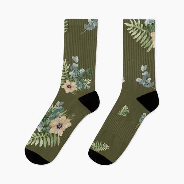 Item preview, Anemone leaves bouquet a watercolor cute pattern green designed and sold by Yana Mustafina | Boho Soulful Designs.
