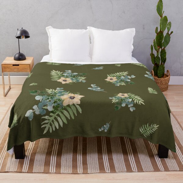 Item preview, Anemone leaves bouquet a watercolor cute pattern green designed and sold by Yana Mustafina | Boho Soulful Designs.