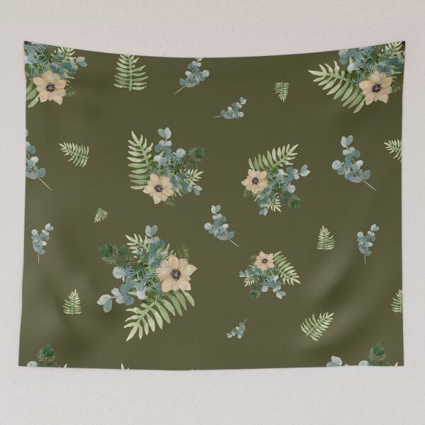 Item preview, Anemone leaves bouquet a watercolor cute pattern green designed and sold by Yana Mustafina | Boho Soulful Designs.