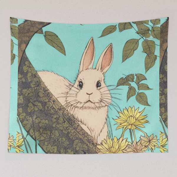 Item preview, In the Jungle Vintage Bunny Rabbit Drawing with Cute Eyes designed and sold by wigobun.