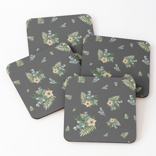 Item preview, Anemone leaves bouquet a watercolor cute pattern grey designed and sold by Yana Mustafina | Boho Soulful Designs.