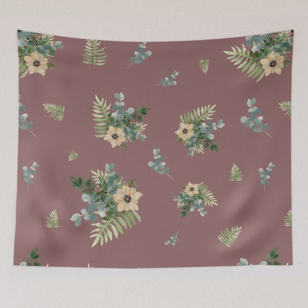 Item preview, Anemone leaves bouquet a watercolor cute pattern pink designed and sold by Yana Mustafina | Boho Soulful Designs.