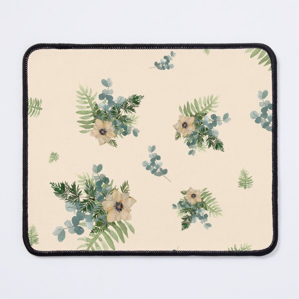 Item preview, Anemone leaves bouquet a watercolor cute pattern beige designed and sold by Yana Mustafina | Boho Soulful Designs.