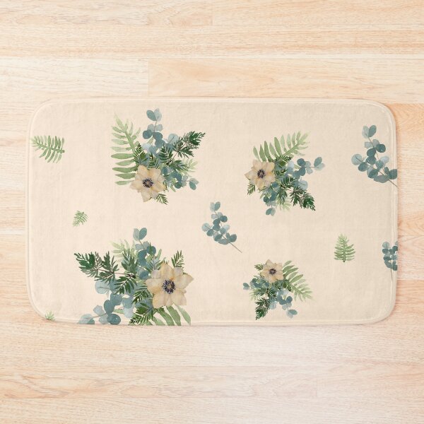 Item preview, Anemone leaves bouquet a watercolor cute pattern beige designed and sold by Yana Mustafina | Boho Soulful Designs.