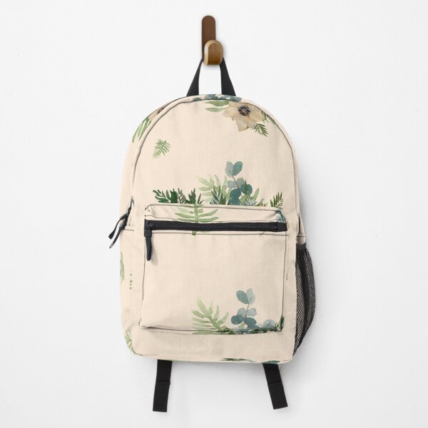 Item preview, Anemone leaves bouquet a watercolor cute pattern beige designed and sold by Yana Mustafina | Boho Soulful Designs.