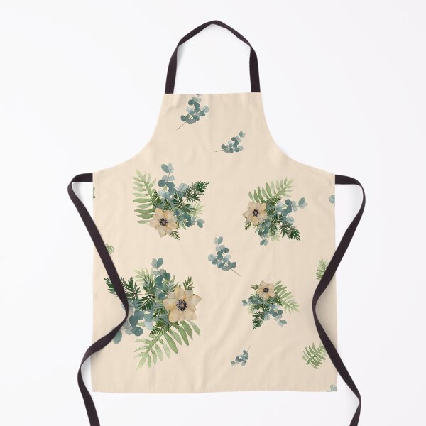 Item preview, Anemone leaves bouquet a watercolor cute pattern beige designed and sold by Yana Mustafina | Boho Soulful Designs.
