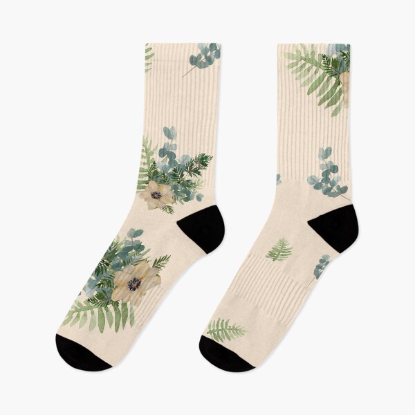 Item preview, Anemone leaves bouquet a watercolor cute pattern beige designed and sold by Yana Mustafina | Boho Soulful Designs.
