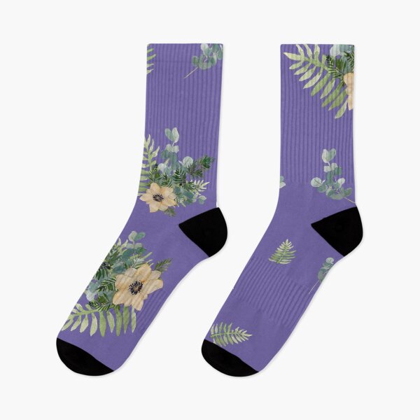 Item preview, Anemone leaves bouquet a watercolor cute pattern violet designed and sold by Yana Mustafina | Boho Soulful Designs.