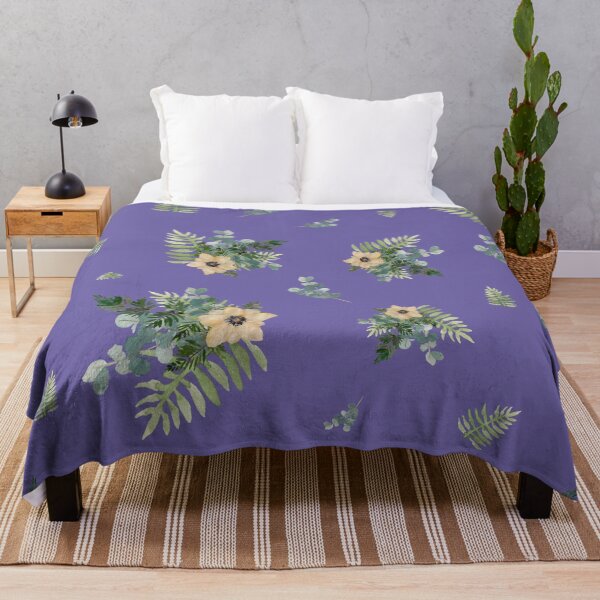 Item preview, Anemone leaves bouquet a watercolor cute pattern violet designed and sold by Yana Mustafina | Boho Soulful Designs.