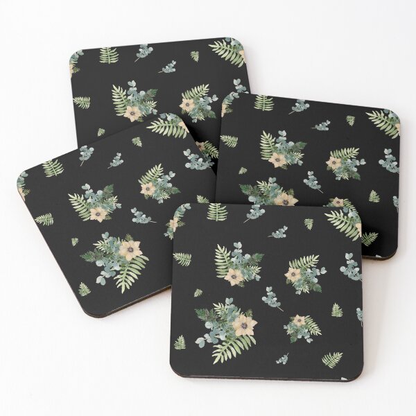 Item preview, Anemone leaves bouquet a watercolor cute pattern black designed and sold by Yana Mustafina | Boho Soulful Designs.