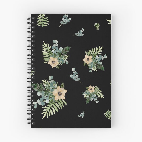 Item preview, Anemone leaves bouquet a watercolor cute pattern black designed and sold by Yana Mustafina | Boho Soulful Designs.