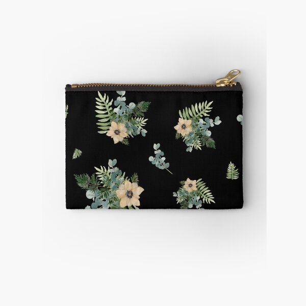 Item preview, Anemone leaves bouquet a watercolor cute pattern black designed and sold by Yana Mustafina | Boho Soulful Designs.