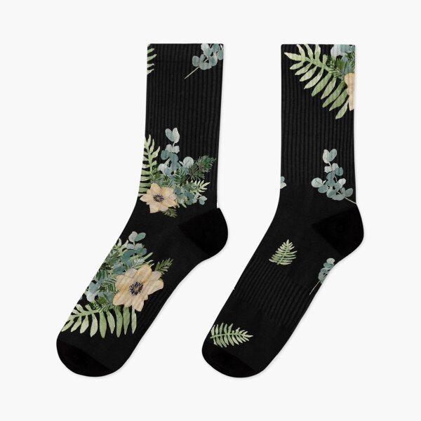 Item preview, Anemone leaves bouquet a watercolor cute pattern black designed and sold by Yana Mustafina | Boho Soulful Designs.
