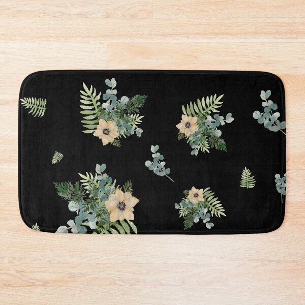 Item preview, Anemone leaves bouquet a watercolor cute pattern black designed and sold by Yana Mustafina | Boho Soulful Designs.