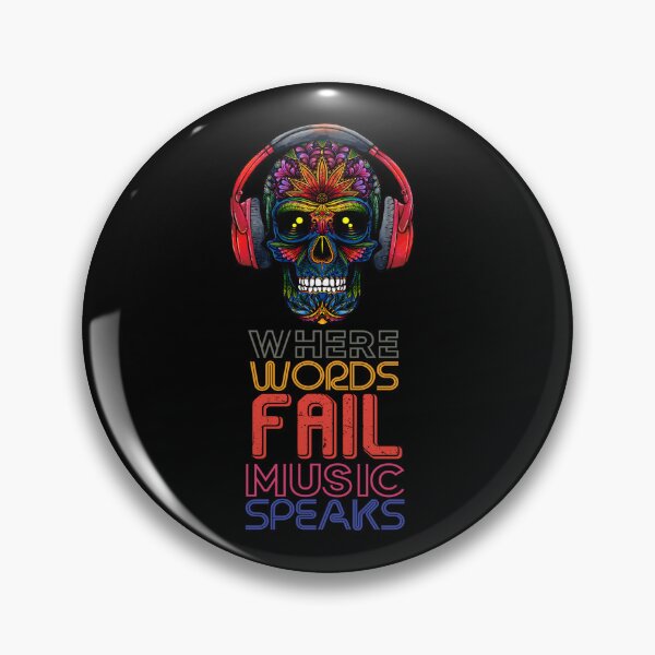 Item preview, when or Where Words Fail Music Speaks Skull With Headphones designed and sold by josephfanous.