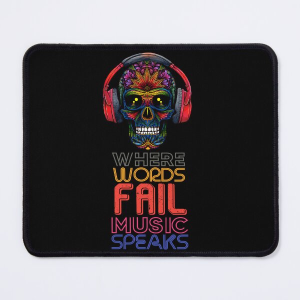 Item preview, when or Where Words Fail Music Speaks Skull With Headphones designed and sold by josephfanous.