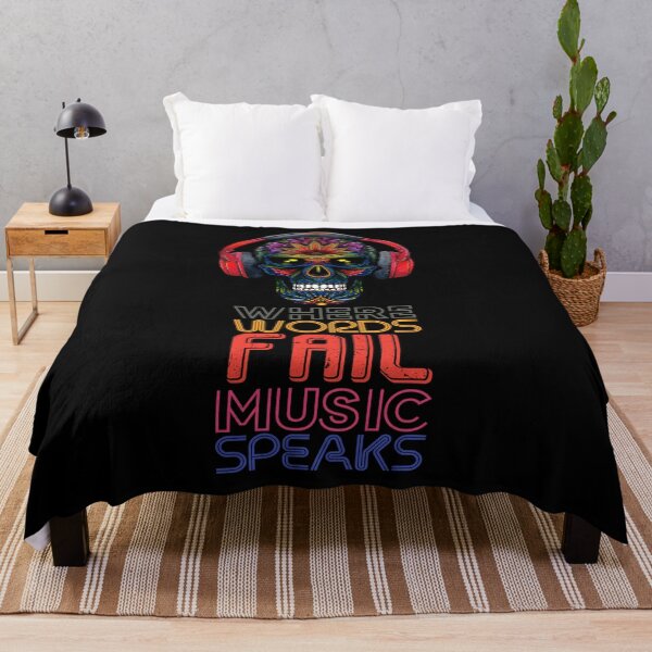 Item preview, when or Where Words Fail Music Speaks Skull With Headphones designed and sold by josephfanous.