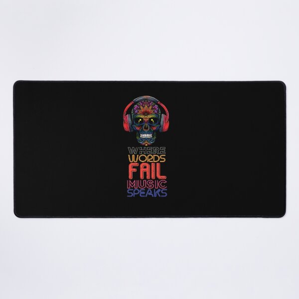 Item preview, when or Where Words Fail Music Speaks Skull With Headphones designed and sold by josephfanous.