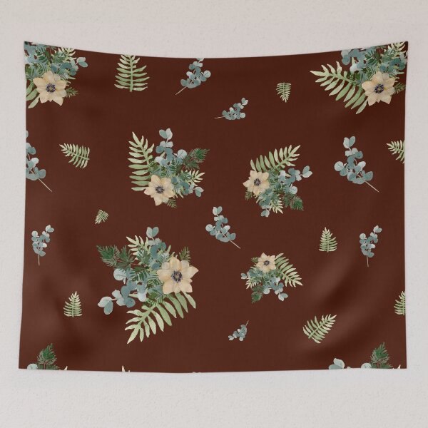 Item preview, Anemone leaves bouquet a watercolor cute pattern red designed and sold by Yana Mustafina | Boho Soulful Designs.