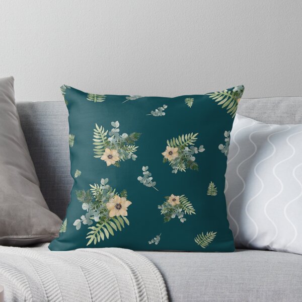Item preview, Anemone leaves bouquet a watercolor cute pattern turquoise designed and sold by Yana Mustafina | Boho Soulful Designs.